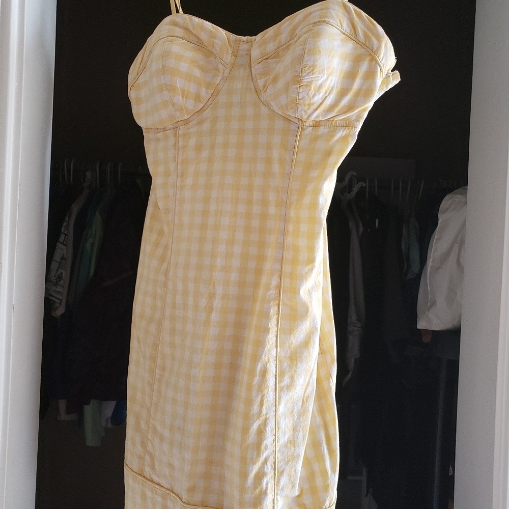 Yellow/white gingham Guess summer dress